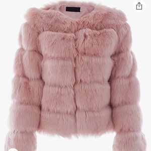Blush pink faux fur jacket